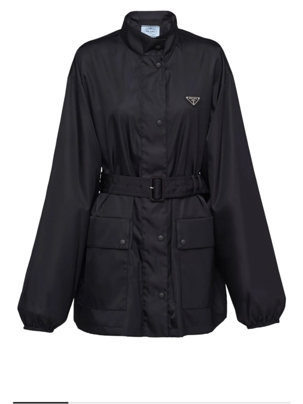Prada Black Belted Nylon Trench Jacket